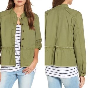 CASLON Women's Green Twill Peplum Jacket NWOT